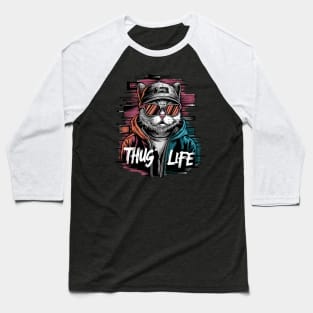 Thug Life Cat Design in Bold Colors Baseball T-Shirt